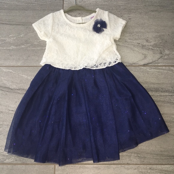 NWOT Nannette Lace & Blue Glitter Dress, 2T - Picture 2 of 4